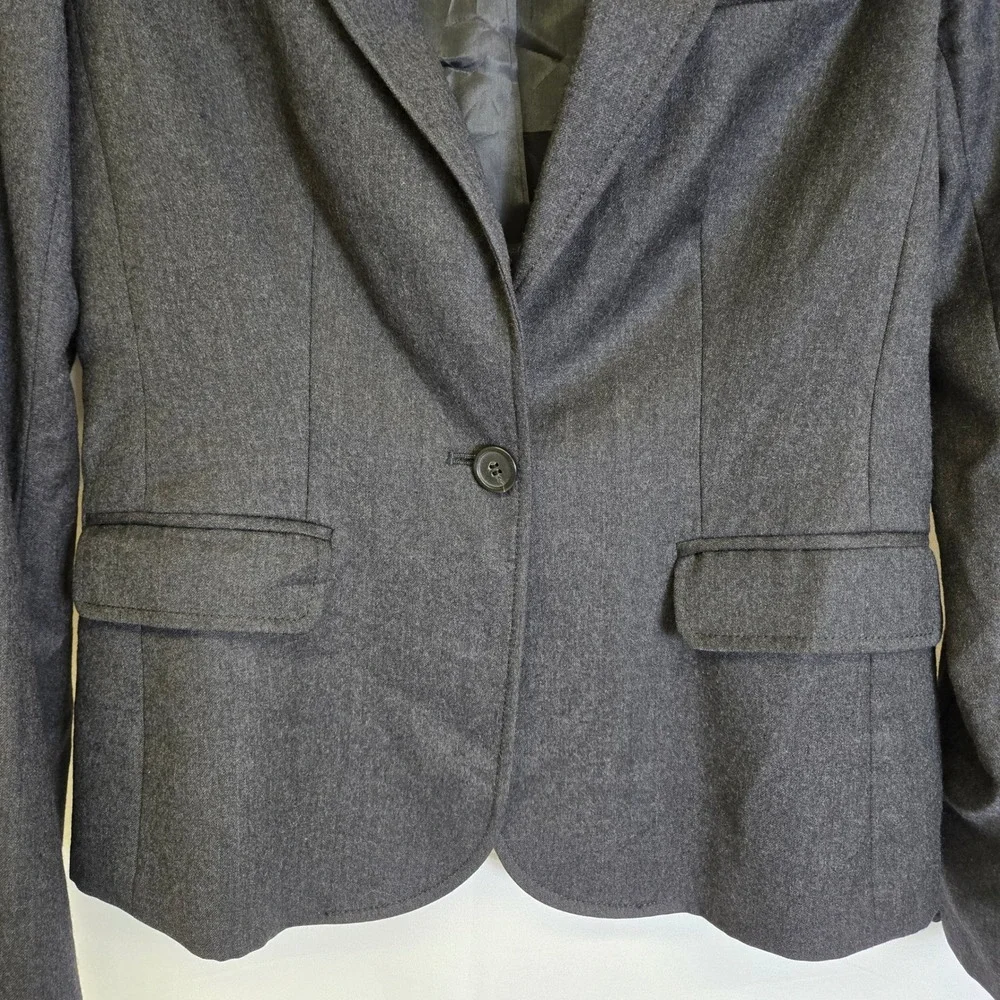 J. Crew Single Button‎ Wool Blazer, Gray, Size 6, 77824, 2006 y2k Dark Academia